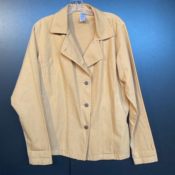 Patagonia Water Girl Orangic Brushed Cotton Canvas Button Chore Jacket Gold L - Picture 1 of 7